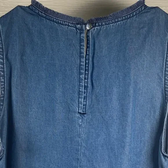 Banana Republic Denim Tank Top Sleeveless Frayed Hem Casual Size XS - Picture 3 of 5